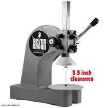 The NEVERknead Pottery Wedging machine uses your half ton arbor press and this Parts Kit to turn your clay kneading into a pain-free process with a 3.5 inch clearance for the clay -- by NEVERknead.com
