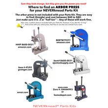Where to find an ARBOR PRESS for your NEVERknead Parts Kit to wedge pottery clay or polymer clay - arbor press not included - you need to purchase a .5 or half ton arbor press - neverknead.com  Edit alt text