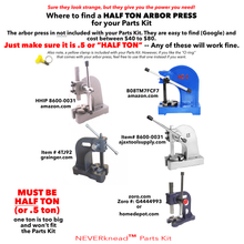 Where to find an ARBOR PRESS for your NEVERknead Parts Kit to wedge pottery clay or polymer clay - arbor press not included - you need to purchase a .5 or half ton arbor press - neverknead.com  